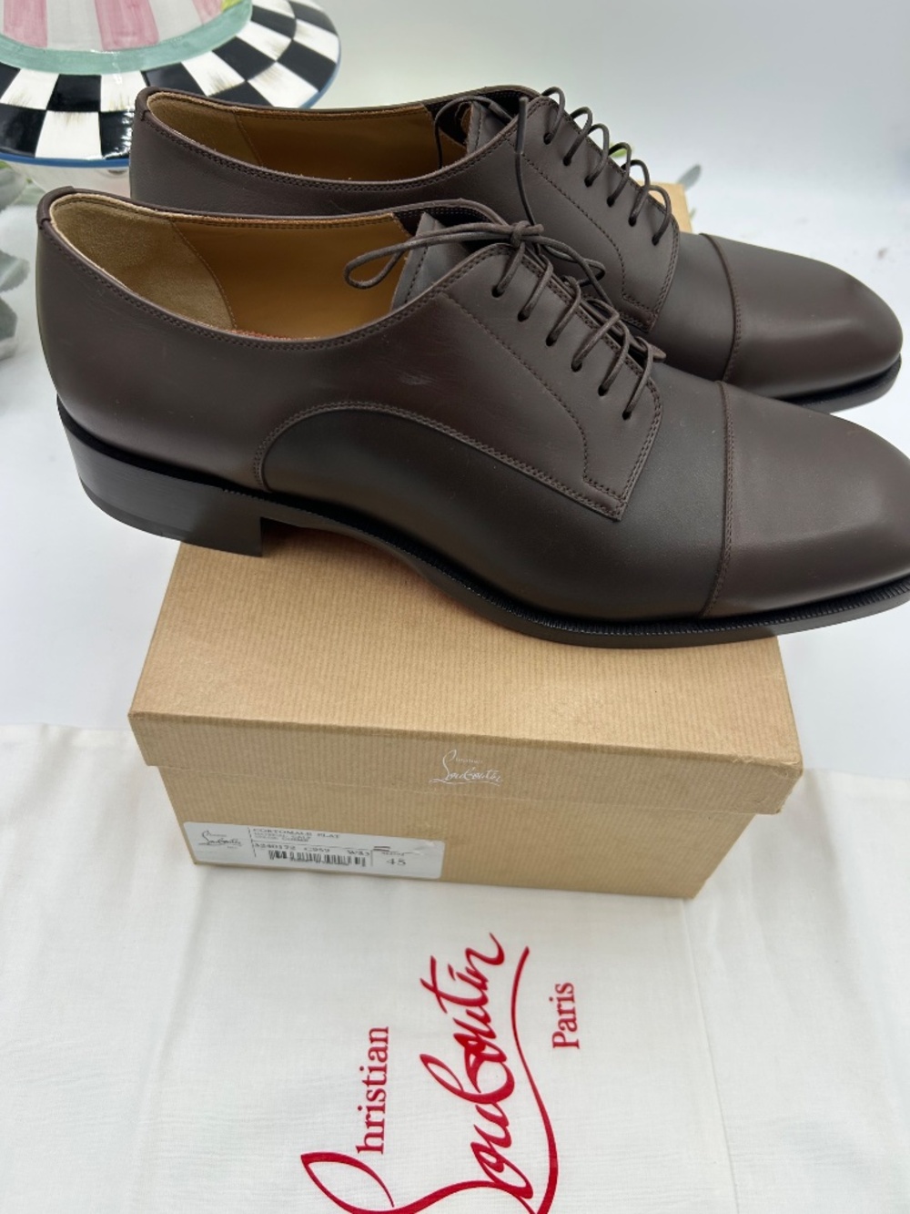 Men’s Christian Louboutin CORTOMALE Brown lace-up Oxford. Size 45/12 - Picture 9 of 11